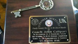 John Calipari Received The Key To The City, And The Plaque Has Typos In The Words "The" And "Its"